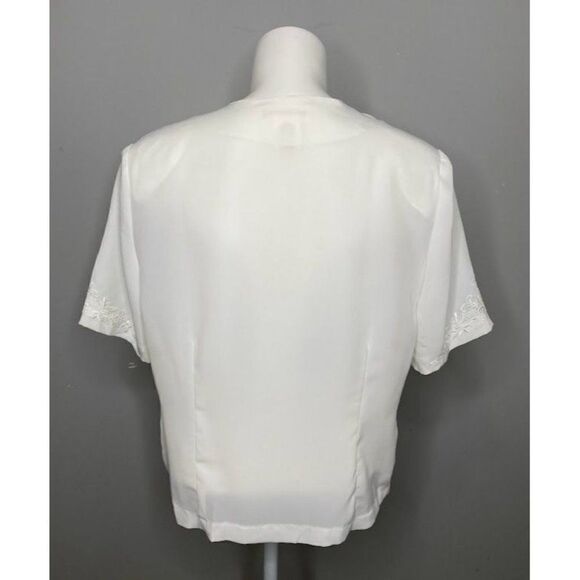 VTG CHRISTIE & JILL White Embroidered Pearls Button Down Victorian 10P 10 Petite - Picture 3 of 8